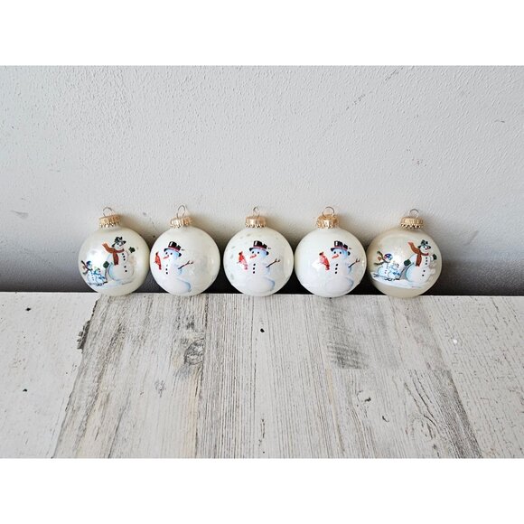 CBK snowman Cardinal sledding ball ornament midwest set Xmas tree vintage - Picture 1 of 8